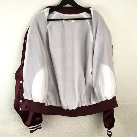Vintage Taylor burgundy oversized satin bomber varsity jacket xxl unisex - Picture 8 of 11